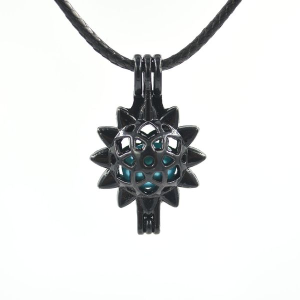 

hollow out black pearl cage lockets pendant necklaces for woman opening floating lockets necklace, Silver