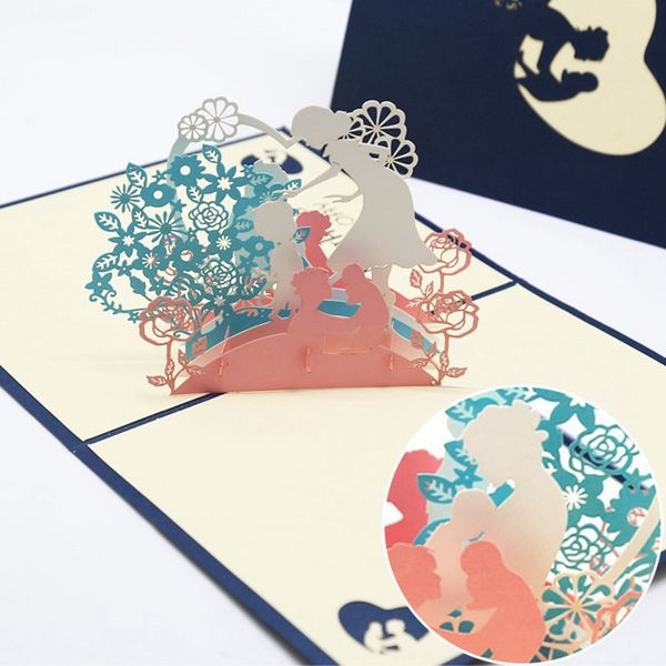 

1pcs mother with child thanksgiving greeting postcards flower paper happy birthday love gift card thank you stickers