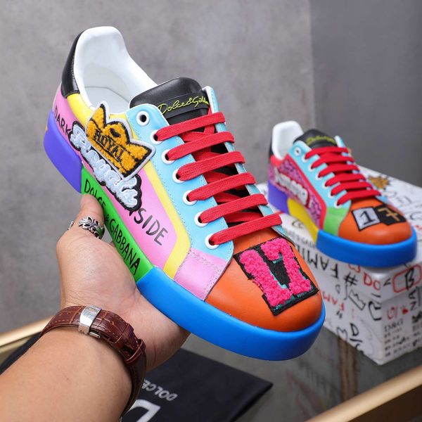 

2020 d gabb homme men women comfort casual shoes king of love fashion luxury designer chaussures segui amore tide leather crown sneakers, Black;red