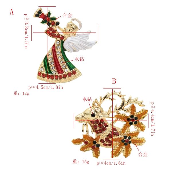 Золотой горный хрусталь Рождественский олень женщина ангел брошь рождественские аксессуары брошь