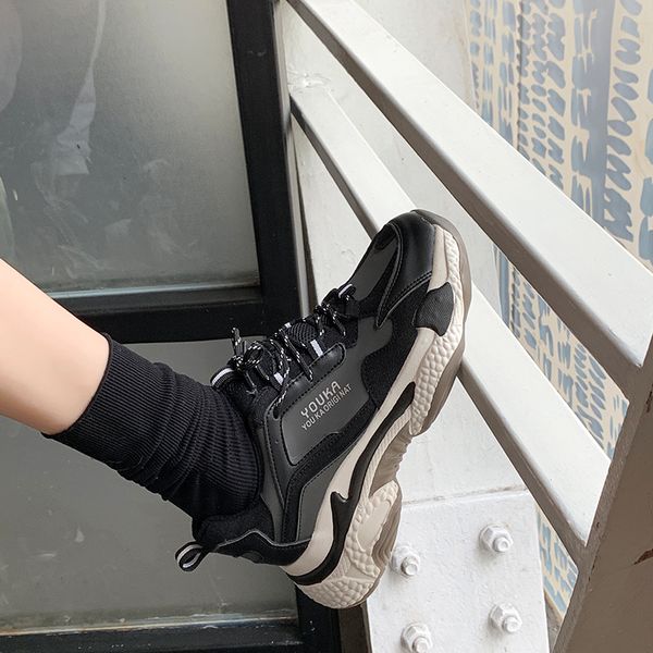 

2020 new release women platform canvas walking shoes track sneakers outdoor sports luxury girls triple s designers trainers, Black