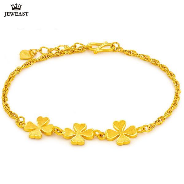 

sfe 24k pure gold bracelet real 999 solid gold bangle lucky four leaved clover trendy classic party fine jewelry sell new 2019, Golden;silver