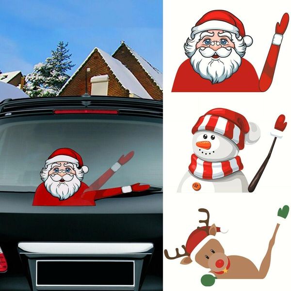 

funny christmas wall sticker windshield sticker santa claus snowman elk window decals car wiper showcase glass decor