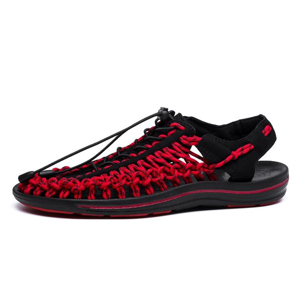 

new 2019 brand weave seaside beach shoes summer sandals men shoes fashion design men sandals quality comfortable casual, Black