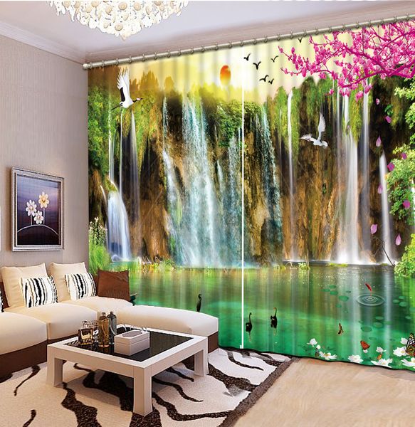 2019 Custom Luxury Blinds Shade Blackout Roller Blinds For Window In Living Room Bedroom Waterfall Scenery Thickening Sheer Curtain From