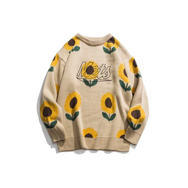

sunflower sweater women men 2020 autumn fashion long sleeve knitted pullover clothes, White;black