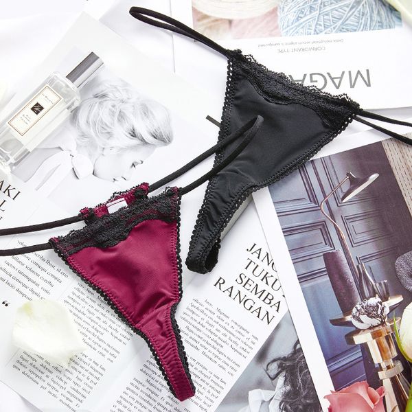 

2pcs/set fashion briefs women thongs and g-strings seamless low waist women panties low waist lace intimates t-back female underwear, Black;white