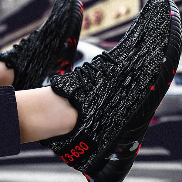 

2019 designer autumn and winter flying woven fashion luxury casual sports shoes running shoes breathable men's shoes ing, Black