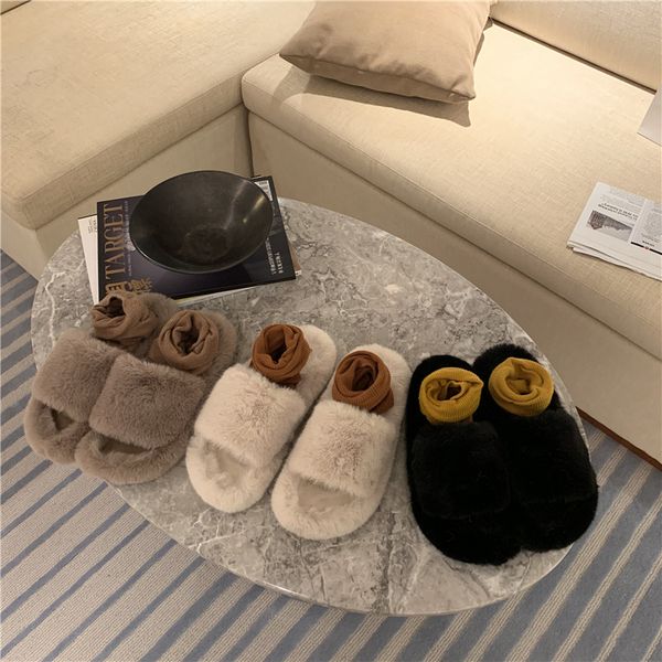 

slippers casual shoes slides platform slipers women low fur flip flops luxury 2019 flat plush rome rubber fabric pu basic, Black