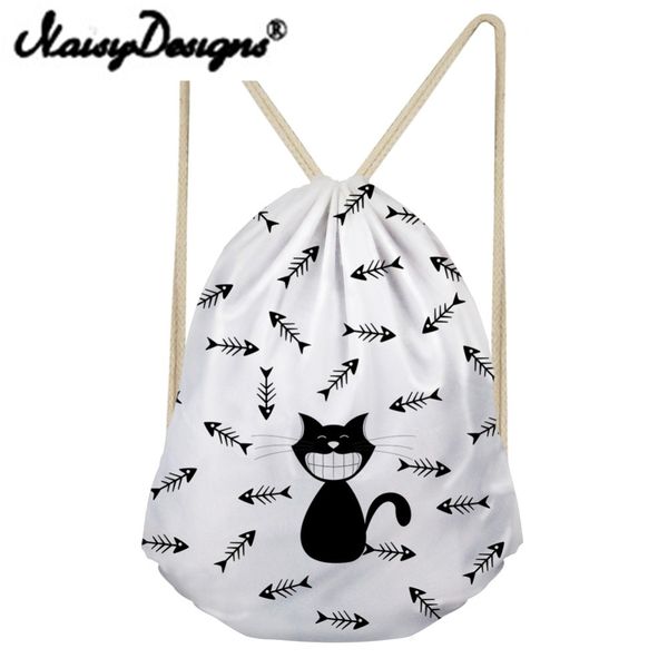 

noisydesigns cartoon cat printing women's drawstring backpack for teenagers bags bundle pouch sac licorne day pack mochila 2018