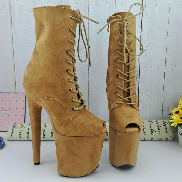 

leecabe camel suede upper 20cm/8inch women's platform party high heels shoes pole dance bootie