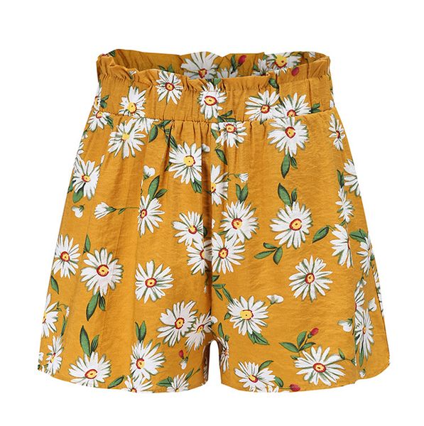 

summer ladies daisy chiffon shorts floral printed loose fashion womens shorts casual pleated flower female shorts, White;black