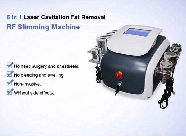 

new promotion 6 in 1 ultrasonic cavitation vacuum radio frequency lipo laser slimming machine for spa