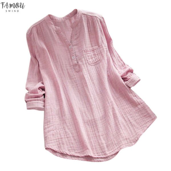 

women pink and blouses stand collar long sleeve casual loose tunic blouse clothing ladies camisas mujer verano, White