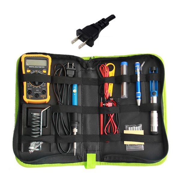 

new 220v 60w electric soldering iron kit digital multimeter combination tool set adjustable temperature welding tools