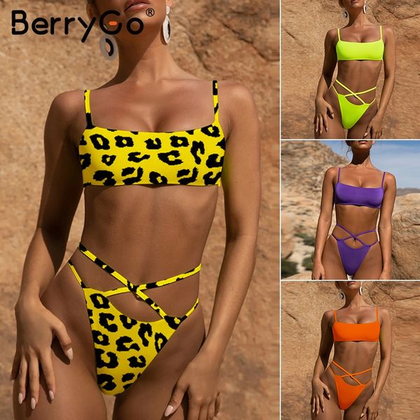 

neon green bikini 2019 micro leopard swimsuit female push up bandeau swimwear women bathing suit biquini summer
