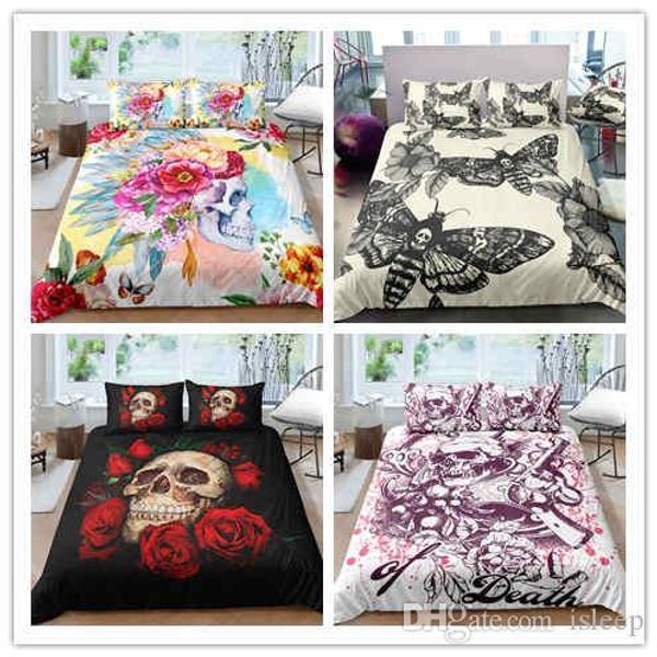 

3d design skull print bedding set all size