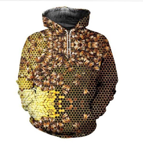 

fashion men hoodies insect bee 3d print hoodie casual streetwear hoody sweatshirt rr01, Black