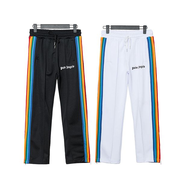 

2020ss spring new palm pa angels rainbow side ribbon zipper slit men's casual fashion trousers women's pants high quality, Black