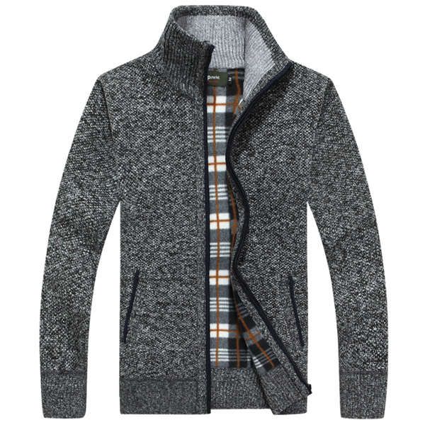 

autumn mens knitted coat casual men solid color thick warm jacket stand collar wool cardigan outwear brand clothing, Black;brown