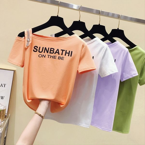 

2020 shoulder-exposed collarbone shoulder short women clavicle sleeve 2020 shoulder-exposed collarbone slim shoulder short sli, White