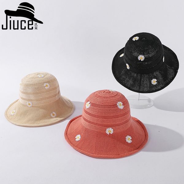 

daisy pure color knitted fisherman wide-brimmed ins wind bucket bucket hat hipster sunshade basin hat, Blue;gray