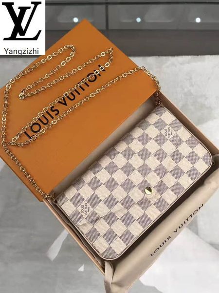 

yangzizhi new n63106 pochette felicie handbag damier azur white grid three-in-one chain bag handbags bags handles shoulder bags totes