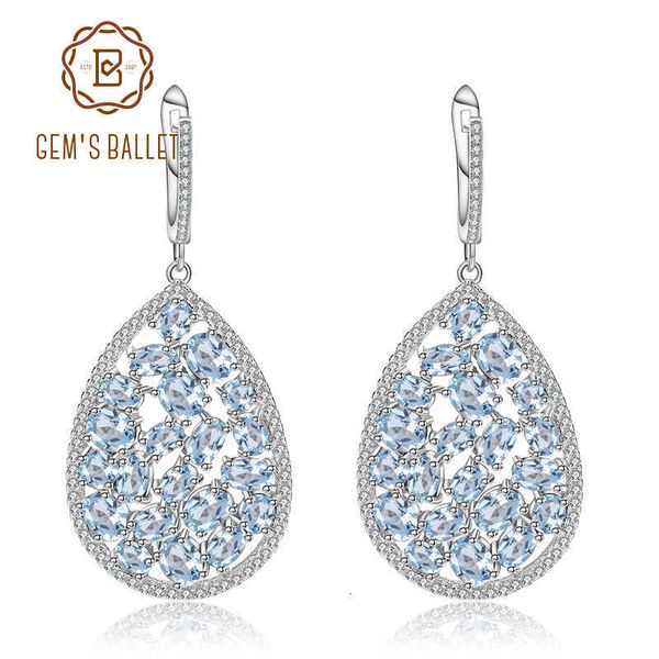 

gem's ballet 13.49ct natural sky blue z gemstone drop earrings genuine pure 925 sterling silver fine jewelry for women cj191203, Golden