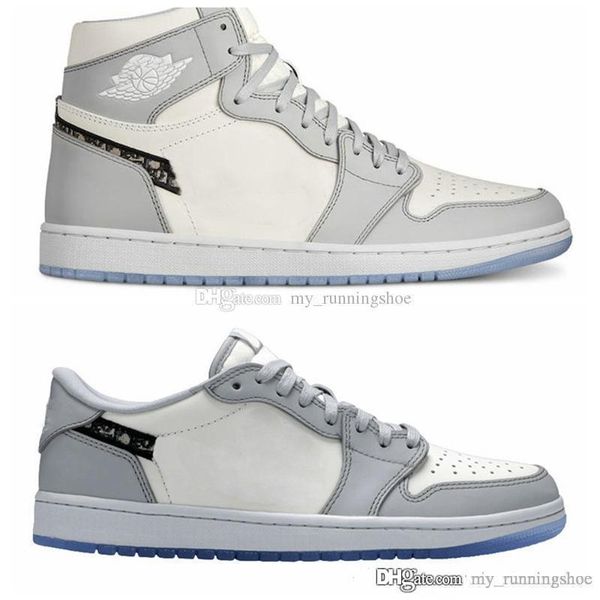 

2020 release d x 1 high og low mens basketball shoes 1s grey white crystal bottom airs designeres sneakers eur36-45