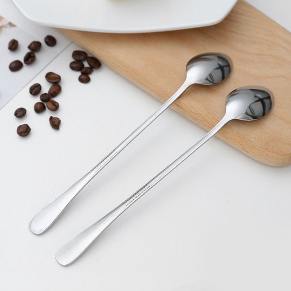 

beau-new 1pc long handle stainless steel tea coffee spoon cocktail ice cream spoon spoons cutlery