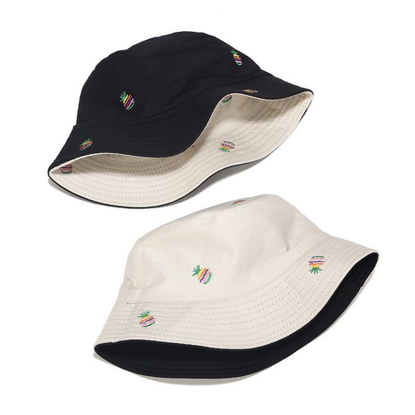 

double side pineapple bucket hat fisherman cap travel summer beach sun hat