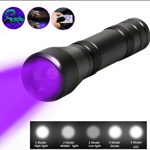 

led uv flashlight torch can magnify 6000lm uv flashlight strong light retractable small flashlight