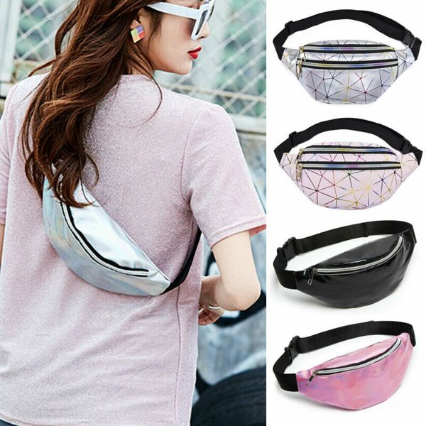

women travel waist fanny pack money belt wallet glitter multicolor bum bag pouch