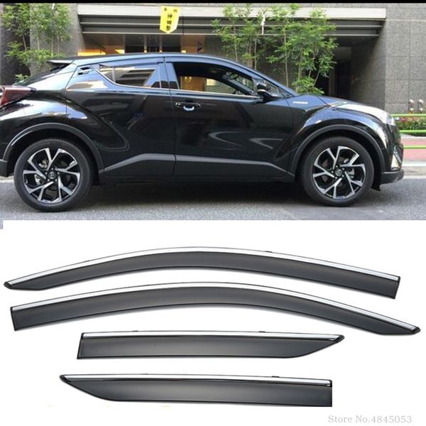 

car styling for toyota c-hr chr 2017 2018 abs plastic window visors awnings rain sun deflector guard vent covers protector 4pcs