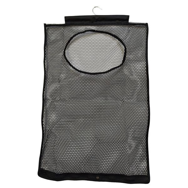 

mesh laundry hamper,foldable hanging storage basket,portable space saving storage bag (black
