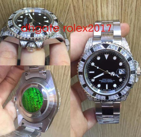 

3 style watch perpetual 40mm sub diamond bezel 18k asia 2813 sub movement automatic mens watch watches, Slivery;brown