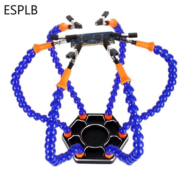 

esplb third helping hand soldering station 6pcs flexible arms 3x magnifying usb magnifier welding repair station