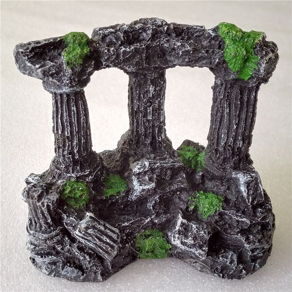 

stylish square rome stone pillars decoration manual retro resin landscaping for aquarium fish tank nice