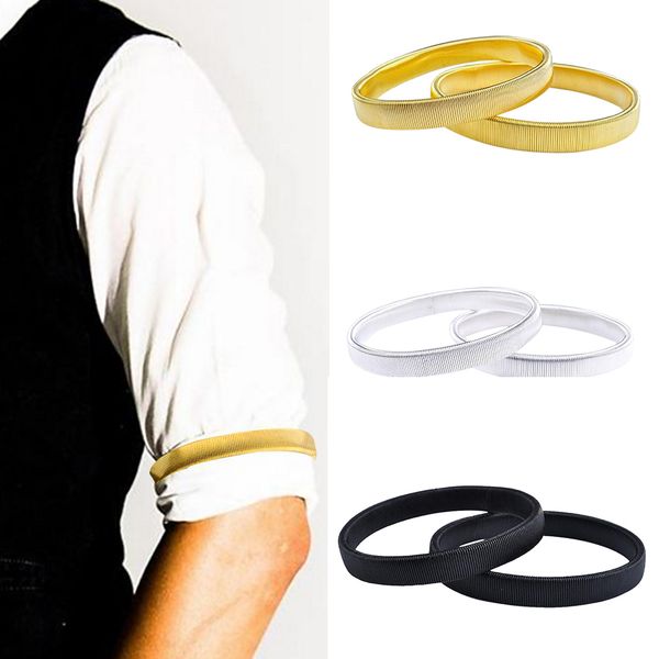 

2pcs adjustable shirt sleeve holders arm bands mens garter weddings chef armband, Blue;slivery