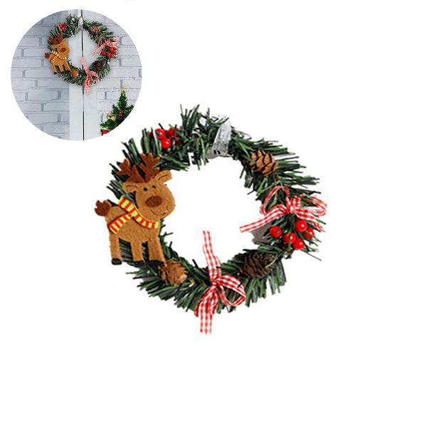 

christmas decorated garland pine garland decoration with pine cone red berry bow diameter 6 inches - adorable elk