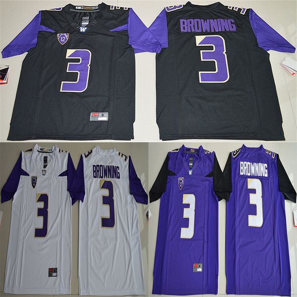 

2016 washington huskies jake browning 3 men college football limited jersey - black purple white size s,m,l,xl,2xl,3xl