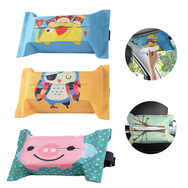 

cartoon cloth car seat back hanging storage tissue box container towel napkin bag holder box
