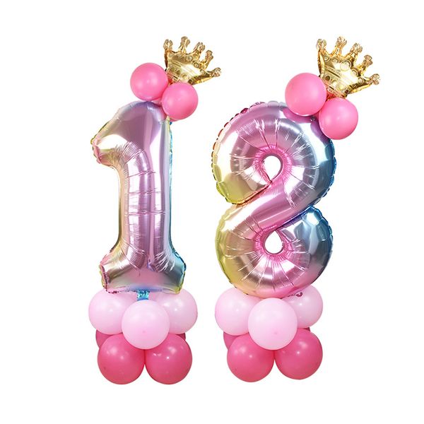 

32 inch pink blue number foil balloons digit helium ballons birthday party wedding decor air baloons event party supplies