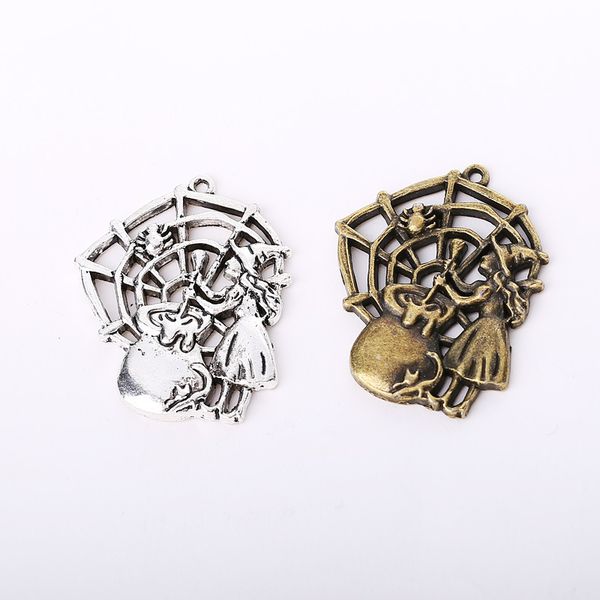 

горячие 50шт продажа / мешок ancient серебро бронза 38 * 30мм паук witch подвески подвески дизайнер ювелирных изделий fit внесении ожерелье, Bronze;silver