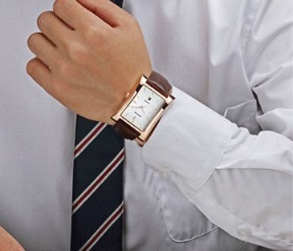 

one piece genuine brand square couple watch with waterproof and calendar function, Slivery;brown