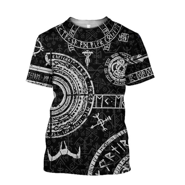 

viking tattoo 3d printed t-shirt for men women t shirt fashion short sleeve shirt summer streetwear tshirt, White;black