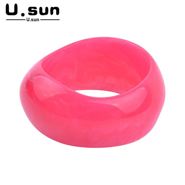 

u.sun cuff bangles for women with big hands colorful bangle for girlfriends wedding bracelet femme resin jewerly display, Black