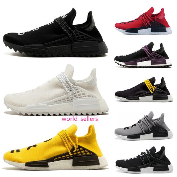 

2019 human race hu trail pharrell williams men running shoes nerd black cream orange red mens trainer sports runner sneakers size 36-47