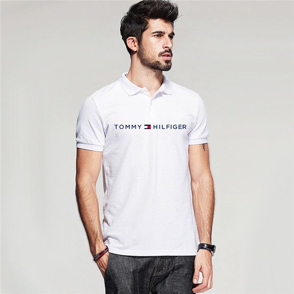 

spring and summer new round neck t-shirt fashion letters striped print cotton loose men, White