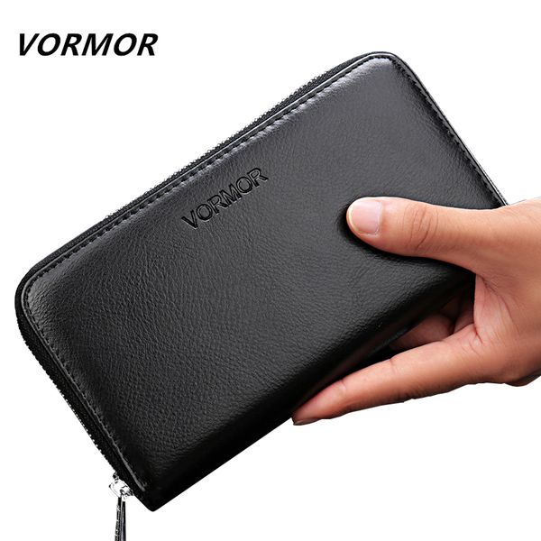 

rfid blocking theft genuine leather clutch wallet large money purse new design men wallet, Red;black